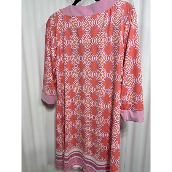 CABANA LIFE Women Coral Geo UPF 50 Tunic Dress Cover up size Medium Good Cond - Picture 4 of 7